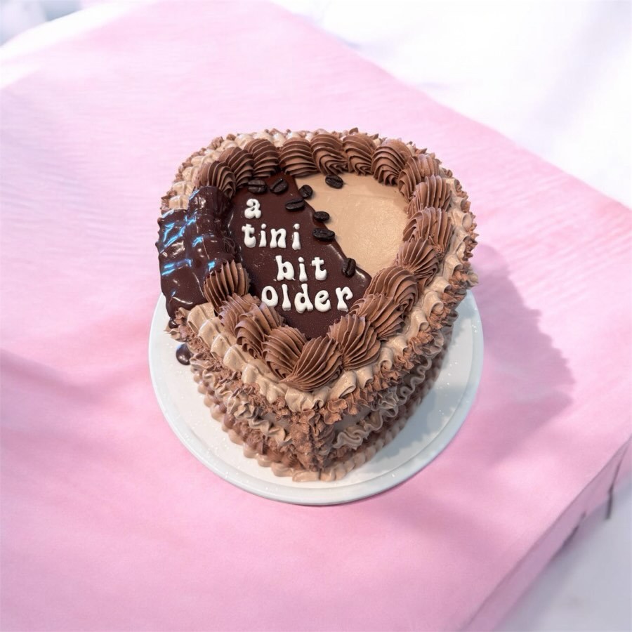 Chocolate heart cake a tini bit older